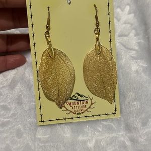 Gold, Leaf Designed Earrings